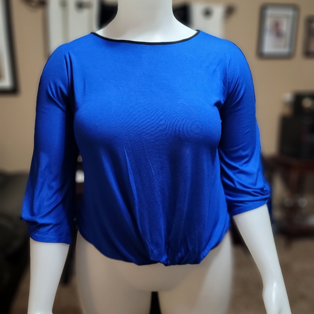 Blue open shoulder Blouse